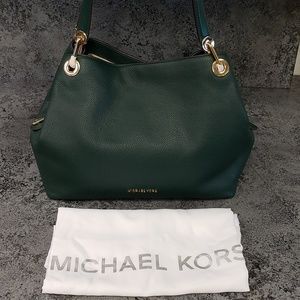 Michael Kors Raven Shoulder Tote in Green "NEW"